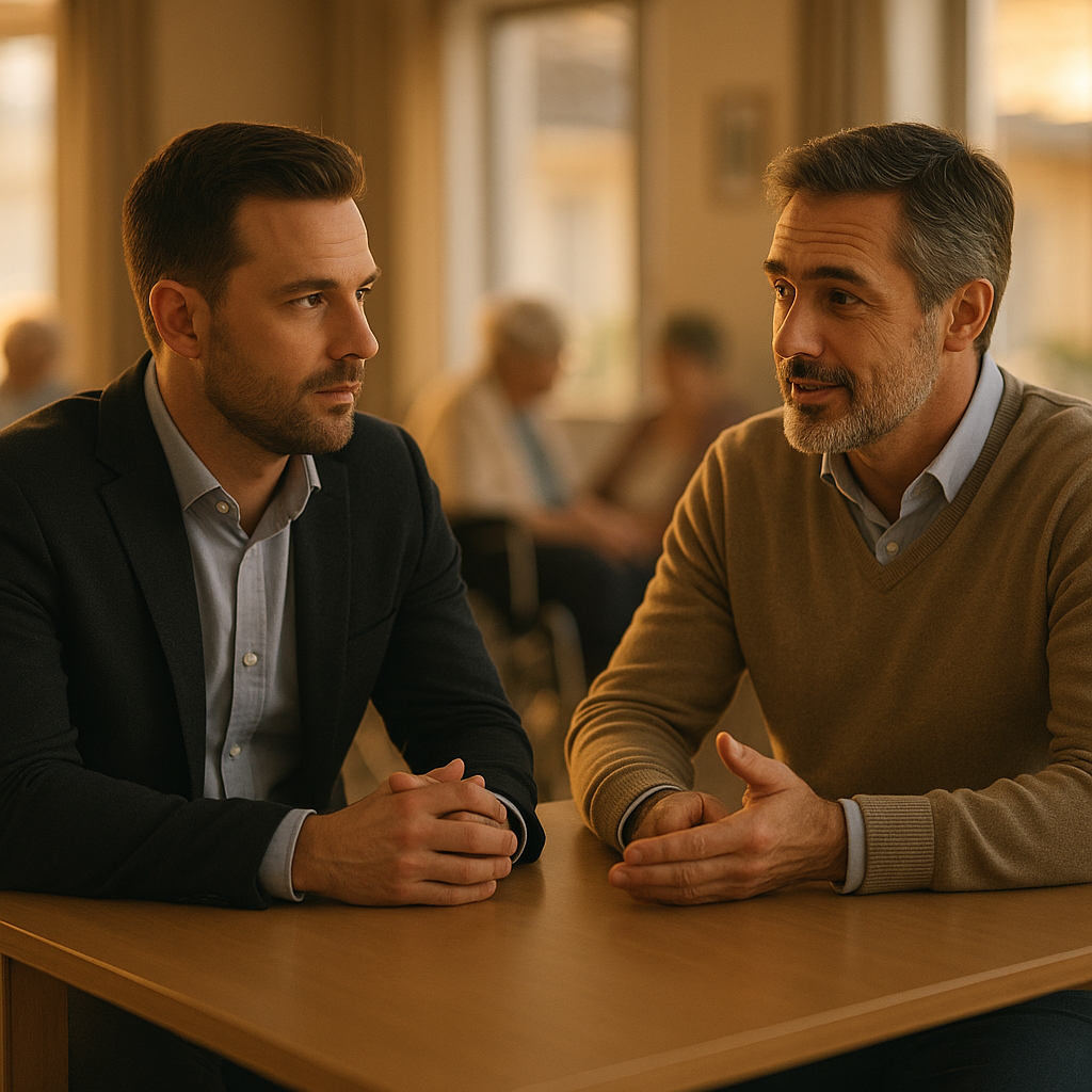 A discreet off-market conversation A private off-market conversation between a buyer and a care home owner